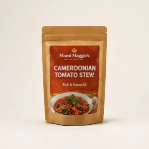 Pouch of Mami Maggie's Cameroonian tomato stew, handmade in Newport