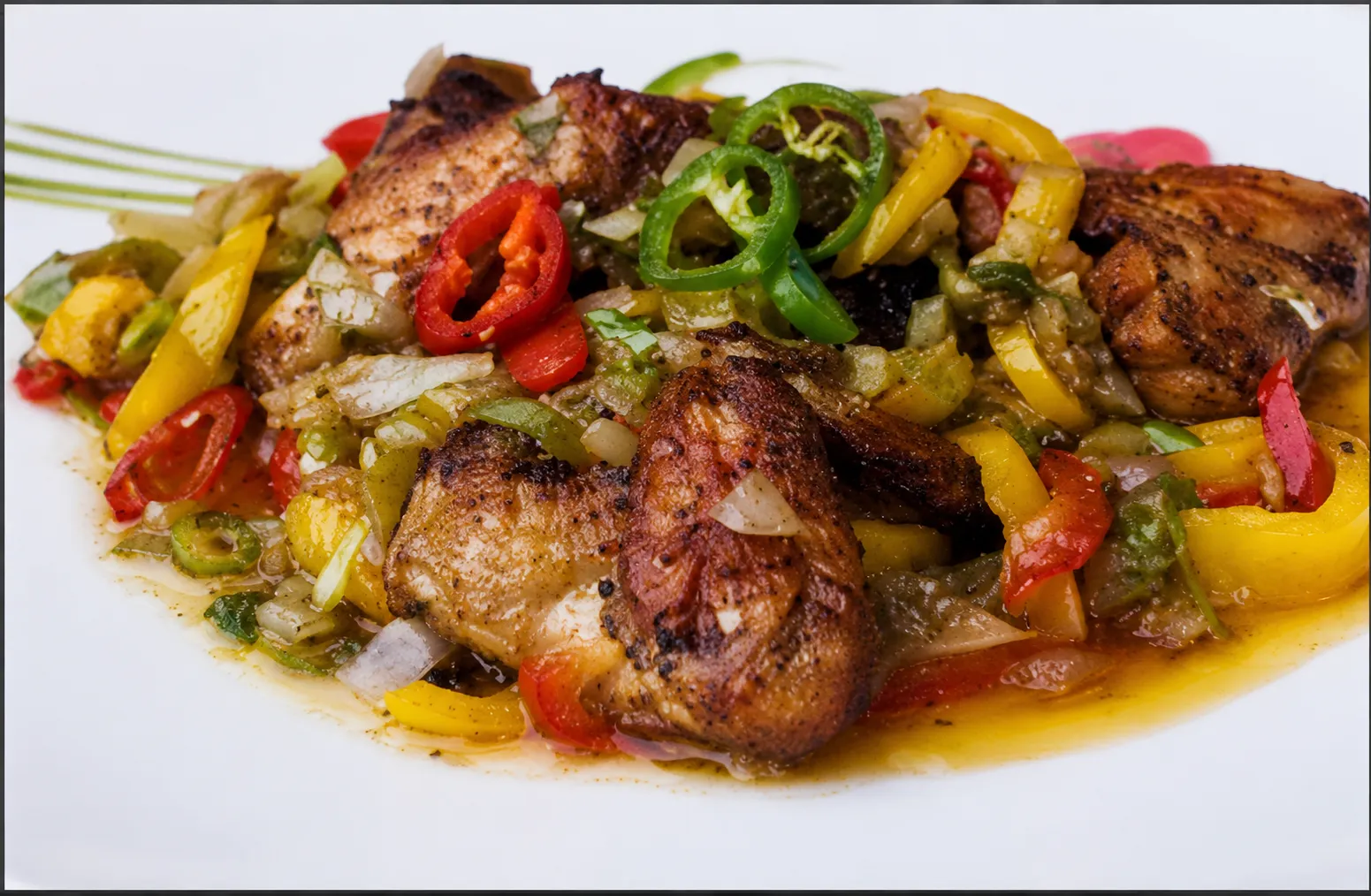 Bowl of Cameroonian chicken, served by Mami Maggie's Recipes